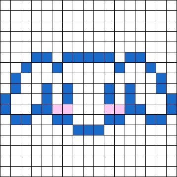 Kandi Patterns for Kandi Cuffs - Characters Pony Bead Patterns Cinnamoroll Perler Beads Small, Small Pony Bead Patterns, Pony Bead Characters, Sanrio Kandi Patterns, Small Kandi Patterns, Kandi Patterns Templates, Easy Pixel Art Ideas, Pixel Art Small, Kandi Cuffs