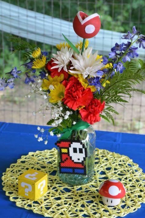 Centerpieces for video game wedding. Video Game Centerpiece Ideas, Gamer Centerpieces, Video Game Centerpieces, Video Game Themed Wedding, Video Game Wedding Centerpieces, Gamer Wedding Centerpieces, Gaming Centerpieces, Video Game Wedding Ideas, Game Theme Wedding