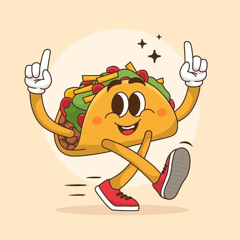 Free vector hand drawn taco cartoon illu... | Free Vector #Freepik #freevector #cartoon-illustration #cartoon #cute-illustration #illustrations Taco Cartoon, Tacos Mexicanos, Free Business Card Mockup, Vector Hand, Business Card Maker, Poster Invitation, Food Drawing, Presentation Template Free, Pattern Drawing