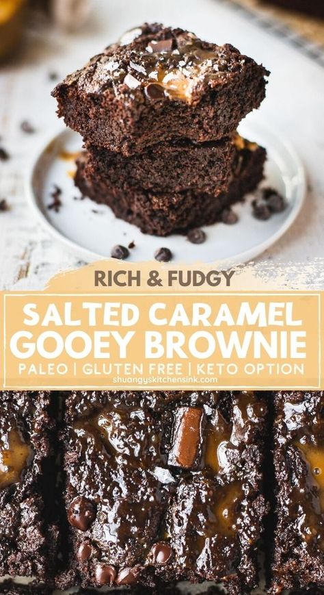 Caramel Fudge Brownies, Chocolate Caramel Brownies, Paleo Brownies, Brownie Recipes Healthy, Salted Caramel Fudge, Salted Caramel Brownies, Chocolate Fudge Brownies, Paleo Recipes Dessert, Caramel Fudge