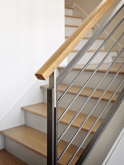 Hand Rails For Stairs, Rails For Stairs, Stairs Handrail, Stair Railing Ideas, Indoor Stair Railing, Indoor Railing, Railing Ideas, Stair Railing Design, Concrete Stairs