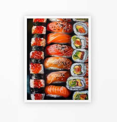 Kitchen Still Life Painting Sushi Wall Art Kitchen Food Oil Painting Digital PRINTABLE Download - Etsy Poland Sushi Painting, Food Oil Painting, Kitchen Still Life, Oil Painting Digital, Sushi Art, Wall Art Kitchen, Art Kitchen, Painting Digital, Kitchen Food