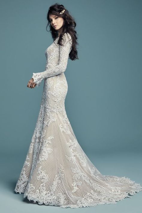 Long Sleeve Mermaid Wedding Dress, Lace Motifs, Modest Wedding Gowns, Maggie Sottero Wedding Dresses, Wedding Dress Pictures, Wedding Dresses Photos, Maggie Sottero, Long Sleeve Wedding, Wedding Dress Sleeves