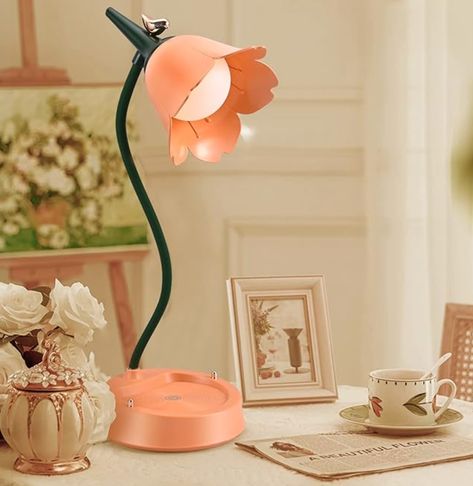 Cute Desk Lamp, Touch Lamps Bedside, Kids Desk Lamp, Touch Lamps, Flower Lamp Shade, Nordic Color, Lamps Bedside, Led Flower, Flower Lamp