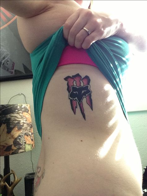 Monster energy & fox racing tattoo Monster Energy Tattoo, Fox Racing Baby, Fox Racing Tattoos, Motocross Tattoo, Harley Quinn Tattoo, Lily Flower Tattoos, Monster Tattoo, Racing Tattoos, Bike Tattoos