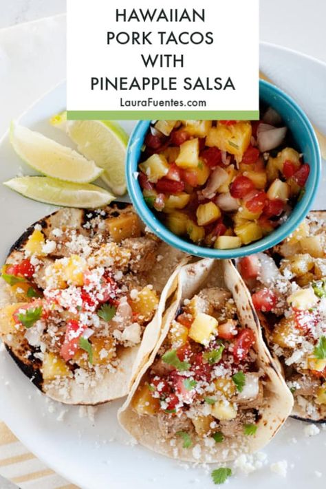 These pineapple pork tacos with homemade pineapple salsa are made in one skillet and packed with sweet and savory flavors! Perfect for a taco Tuesday party or weeknight family dinner. Pineapple Pork Tacos | Taco Night | Tacos | taco recipes | pork tacos | pineapple recipes | easy weeknight meals #tacoteusday #pork #porktacos Hawaiian Pork Tacos, Pineapple Pork Tacos, Pineapple Recipes Easy, Hello Fresh Pork, Dinner Pineapple, Tacos Pineapple, Taco Tuesday Party, Hawaiian Pork, Gourmet Tacos