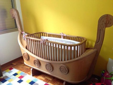 Viking Nursery, Boat Beds, Boys Beds, Wooden Baby Crib, Viking Bed, Toddler Bed Boy, Viking Baby, Themed Kids Room, Sleep Quotes