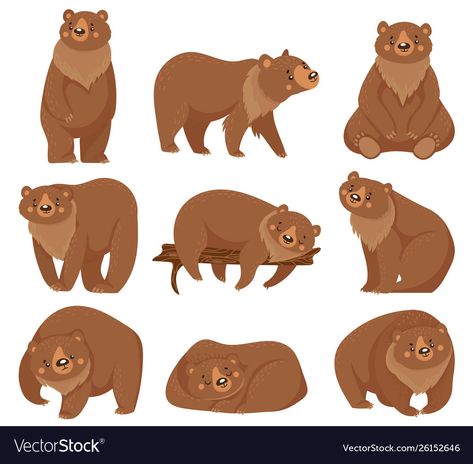 Bear Cartoon Drawing, Brown Bear Illustration, Bear Character Design, Sitting Bear, Grizzly Bears, Bear Vector, Bear Character, Bear Illustration, Nature Forest