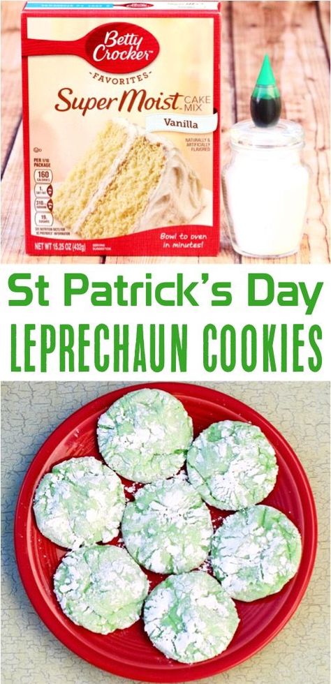 St Patrick Day Desserts, St Patrick’s Day Desserts, Green Crinkle Cookies, St Patricks Desserts, Leprechaun Cookies, Baby Jeep, St Patricks Food, St Patrick's Day Dessert, St Patrick Day Snacks