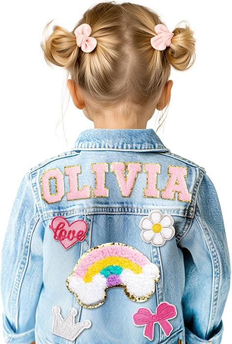 Made from quality cotton initiative fibers, this toddler jean jacket offers durability and softness. The fabric remains comfortable, fade-resistant, and wrinkle-free even after multiple washes, ensuring it looks great over time. Denim Patch Jacket, Kids Jeans Jacket, Back To School Clothes, Girls Back, Outfits For Girls, Patch Jacket, Denim Jacket Patches, Toddler Jeans, Girls Outerwear