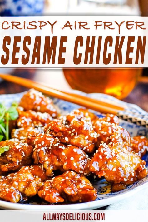 Air Fryer Ginger Chicken, Air Fried Sesame Chicken, Healthy Crispy Chicken Air Fryer, Air Fryer Honey Sesame Chicken, Air Fry Asian Chicken, Chicken Recipes Healthy Air Fryer, Asian Recipes Air Fryer, Chinese Chicken Air Fryer, Asian Chicken Recipes Air Fryer