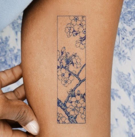 Ephemeral Tattoo, Friendship Tattoo, Blossom Tree Tattoo, Sakura Tattoo, 16 Tattoo, Framed Tattoo, Korean Tattoos, Inspiration Tattoos, Blossom Tattoo