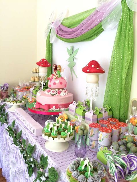 This Tinkerbell Birthday Party is so adorable!! Love the birthday cake!! See more party ideas and share yours at CatchMyParty.com Tinkerbell Birthday Party Ideas, Tinkerbell Birthday Party, Tinkerbell Party Theme, Tinkerbell Birthday, Fairy Garden Birthday Party, Tinkerbell Party, Tinkerbell Fairies, Fairy Garden Party, Garden Party Birthday