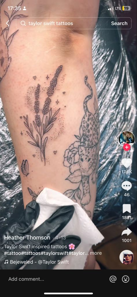 Taylor Swift Lavender Haze Tattoo, Lavender Haze Tattoo, Album Tattoos, Tattoo Lavender, Taylor Tattoo, Taylor Swift Tattoo, Lavender Tattoo, A T, Lavender Haze