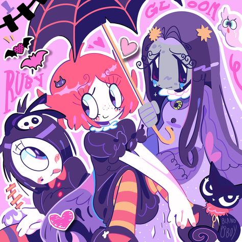 Ruby And Misery, Misery Ruby Gloom Fanart, Cutecore Anime, Fandom Fanart, Ruby Gloom, Swag Art, Amy Rose, Comfort Characters, Arte Inspo