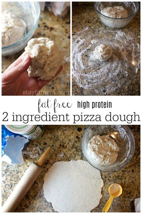 Protein Pizza Dough, 2 Ingredient Pizza, High Protein Pizza, 2 Ingredient Pizza Dough, 2 Ingredient Dough, Fat Free Recipes, Stay Fit Mom, Protein Pizza, Clean Meals