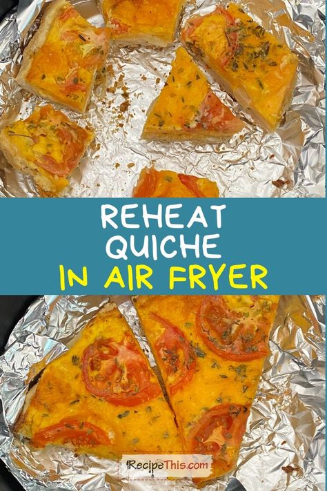 Reheat Quiche. Let me show you the best way to reheat quiche using the air fryer. This is an easy no fail method and ensures that your quiche is piping hot, still has a crispy pastry base and has not gone soggy. Quiche In Air Fryer, Potatoes Air Fryer, Wings Air Fryer, Ninja Cooking System Recipes, Air Fryer Recipes For Beginners, Air Fryer Wings, Air Fryer Potatoes, Air Fryer Chicken Recipes, Air Fryer Fish