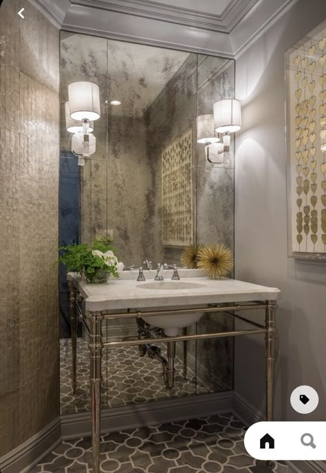 Modern Powder Room Design, Design Interior Baie, Modern Powder Room, Phillip Jeffries, Powder Room Decor, Bathroom Decor Luxury, Powder Room Design, Luxe Interiors, Decor Baie