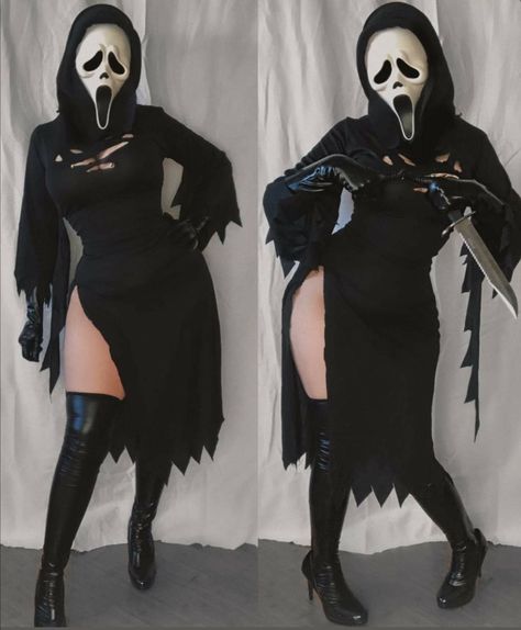 Ghost Face Costume Women, Ghostface Costume, Ghost Cosplay, Aesthetic Ghost, Scream Costume, Horror Halloween Costumes, Minimalist Halloween, Hot Halloween Outfits, Halloween Coustumes