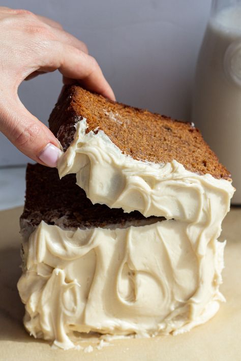 Spiced Loaf Cake with Cream Cheese Icing - Kitchen-by-the-Sea Apple Butter Loaf Cake, Spiced Loaf Cake, Spice Loaf, Christmas Loaf Cakes, Loaf Cake Recipes, Make Cream Cheese, Cream Cheese Icing, Loaf Cake, Fall Treats