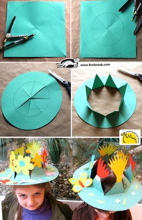 DIY Spring Crown Spring Crown, Diy – Velikonoce, Crown Crafts, Diy Bricolage, Aktivitas Montessori, Paper Hat, Seni Origami, Diy Spring, Childrens Crafts