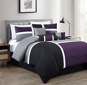 Couples Room Ideas Bedrooms, Purple And Grey Bedroom Ideas, Purple And Gray Bedroom Ideas, Breakfast Pillow, Couples Room, Purple Bedding Sets, Quilted Patchwork, Bed Comforter Sets, Decorative Ideas