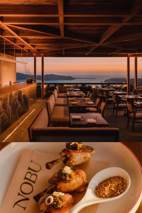 Nobu’s world-famous cuisine has arrived in Santorini. Experience a star-lit dinner alongside the Caldera at Nobu restaurant and lounge. Nobu Restaurant Food, Nobu Restaurant Aesthetic, Nobu Santorini, Lux Lifestyle, Nobu Hotel, Nobu Restaurant, Forever Winter, Nobu Malibu, Luxurious Pool