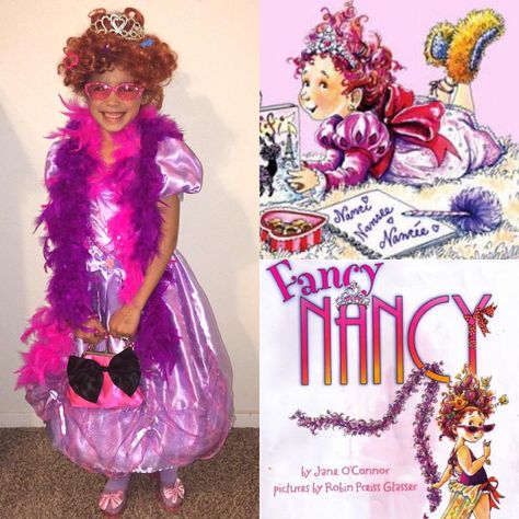 Fancy Nancy Costume Easy Fancy Nancy Costume, Fancy Nancy Costume Diy, Fancy Nancy Halloween Costume, Book Character Dress Up Day, Fancy Nancy Book, Character Dress Up Day, Bookweek Costumes, Fancy Nancy Costume, Storybook Costumes