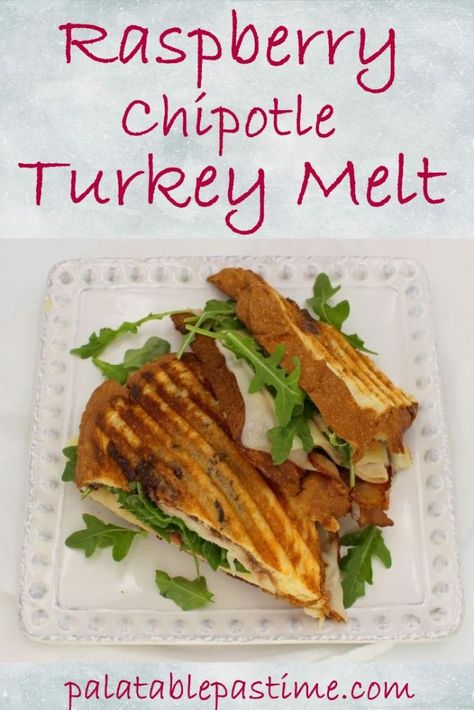 Raspberry Chipotle Turkey Melt – Palatable Pastime Palatable Pastime Chipotle Dip, Turkey Melt, Grilled Vegetable Sandwich, Raspberry Chipotle Sauce, Bbq Chicken Sliders, Smoked Jalapeno, Tuna Melts, Bacon Tomato, Bacon Jam