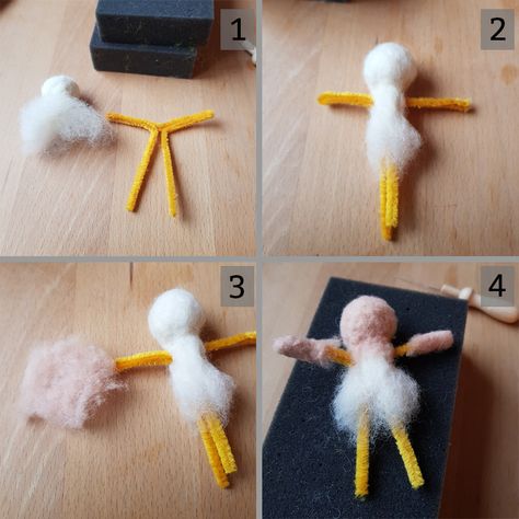 Zwerg filzen: Anleitung zum Selbstfilzen | Waschbär-Magazin Tovad Ull, Felting Tutorial, Waldorf Crafts, Diy Wool, Needle Felting Diy, Needle Felted Christmas, Felt Beads, Wet Felting Projects, Pipe Cleaner Crafts