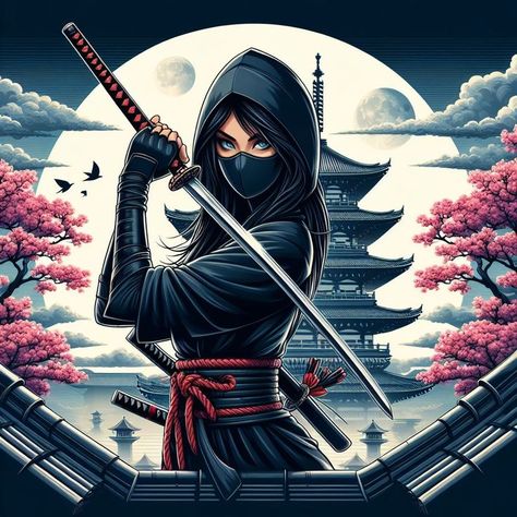 Female Ninja Assassin, Female Pics, Ninja Japan, Ninja Red, Samurai Design, Female Ninja, Dark Girl, Samurai Anime, Romantic Couple Poses