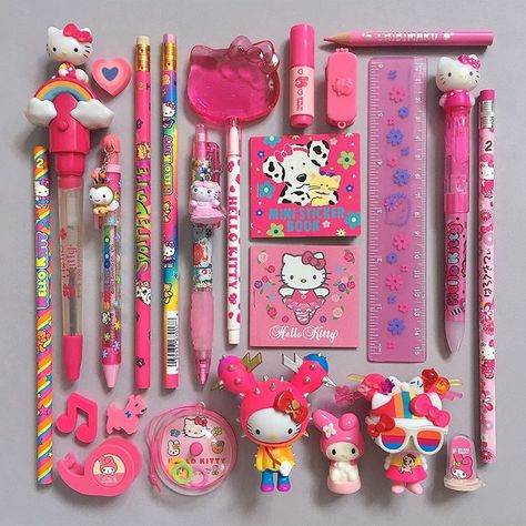 Cute Kawaii Stationary, Sanrio School Supplies, Hello Kitty Stationary, Sanrio Stationary, Hello Kitty School Supplies, Kawaii Office, Hello Kitty School, Kawaii Stationary, Y2k Hello Kitty