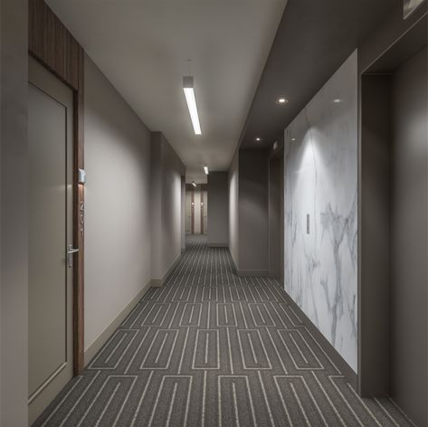 Condo Hallway Design, Building Hallway Design, Apartment Hallway Design, Apartment Building Hallway, Building Hallway, Apartment Corridor, Apartment Hallway, Lobby Designs, Condo Inspiration