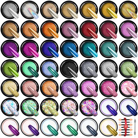 PRICES MAY VARY. ALL-IN-1 KIT: Saviland chrome powder nail kit contains 48pcs nail art powder in different colors, including 22pcs nail chrome powders, 2pcs holographic nail powders, 9pcs mermaid chrome nail powder, 9pcs nail glitter powder and 6pcs nail sequins to be mixed and matched millions of nail art designs based on your idea. Besides, 48pcs sponge sticks and 1pc double-end nail sculpture pen are also included, which enables you to operate easier. DIFFERENT BASE DIFFERENT EFFECTS: Savilan Mermaid Chrome, Edgy Nail Art, Holographic Nail Powder, Gold Chrome Nails, Dip Manicure, Retro Nails, Chrome Nails Designs, Chrome Nail Powder, Acrylic Nail Brush