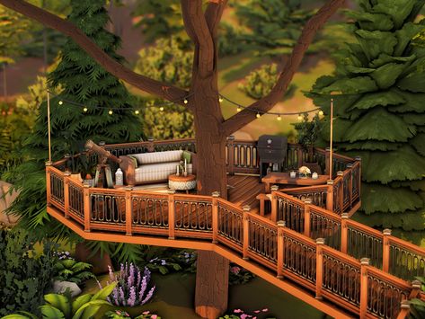 Sims 4 Hillside House, Sims 4 Cc Log Cabin Furniture, Sims 4 A Frame Cabin, Sims4 Tree House, Sims Forest House, Sims 4 Outdoor Retreat Cc, Sims 4 Tree House Build, The Sims 4 Tree House, Sims 4 Campground