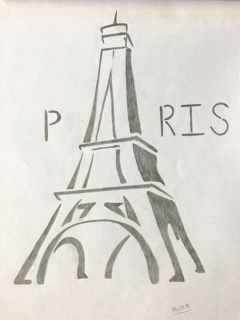 #paris #toureiffel #drawing by Kimmey Goku Art Drawings, Eiffel Tower Drawing, Paris Drawing, Hand Art Kids, Paris Landmarks, Disney Drawings Sketches, Pencil Drawings Easy, Sketches Tutorial, Easy Doodle Art