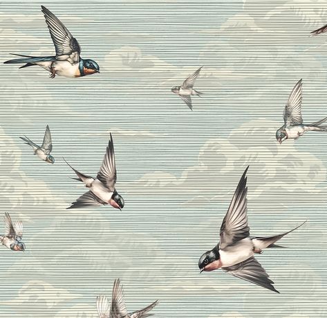 Swallow Wallpaper, Swallow Birds, Flying In The Sky, Creek House, Swallow Bird, Stoney Creek, Paper Illustration, Bird Pattern, Illustration Vintage