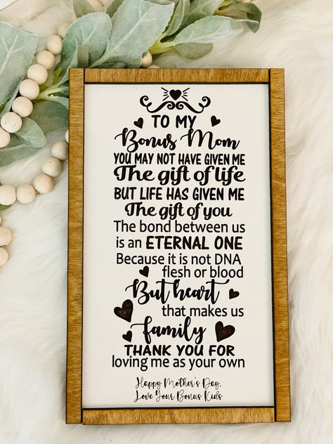 Diy Mothers Day Gift Cards, Mothers Day For Step Moms, Step Mom Crafts For Mothers Day, Happy Mothers Day Step Mom, Mothers Day Quotes For Step Moms, Diy Gifts For Step Mom, Bonus Mom Gifts For Mothers Day, Step Mom Gift Ideas, Step Mom Wedding Gift