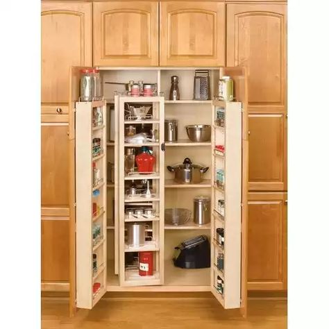 Maple 45" Swing Out Pantry Kit Rev-A-Shelf 4WP18-45-KIT Pvc Kitchen Cabinets, Slide Out Pantry, Tall Pantry Cabinet, Custom Built Cabinets, Pull Out Pantry, Pantry Organizer, Pantry Shelving, Diy Pantry, Rev A Shelf