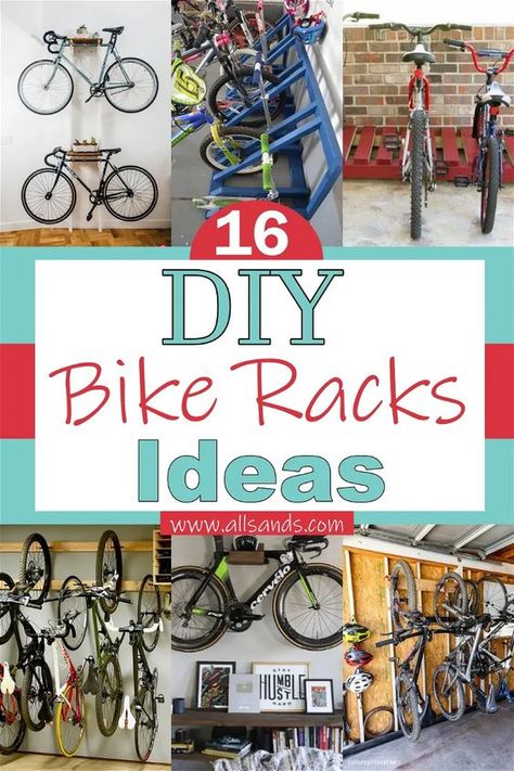 Home Made Bike Rack, Bike Rack Ideas, Home Bike Rack, Bike Hanger Wall, Plants Ideas Indoor, Bicycle Storage Garage, Bike Wall Storage, Standing Bike Rack, Wood Bike Rack