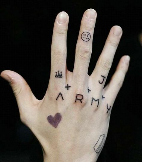 Hand Tatto, Small Wave Tattoo, Bts Tattoo, Kpop Tattoos, Army Tattoos, Korean Tattoos, Bts Tattoos, Omerta Tattoo, Tattoos For Black Skin