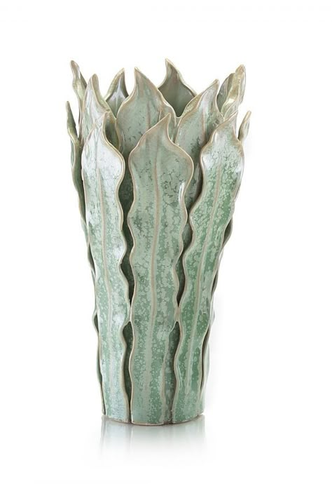 Large Fern Leaf Vase SKU: JRA-9165 handmade pottery inspiration #pottery #ceramics #vase Slab Ceramics, Leaf Vase, Pottery Store, Pottery Handbuilding, Pottery Inspiration, Fern Leaf, Slab Pottery, Hand Built Pottery, Clay Vase