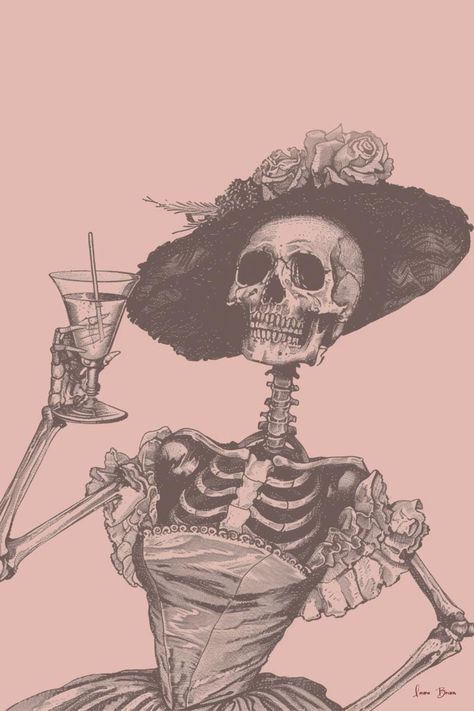 Get ready to raise a glass with this hauntingly fun "Victorian Toast Skeleton digital art print! This striking pink and gray artwork captures a skeletons standing demurely, enjoying the night with glass held at drinking level.  Dressed in eccentric hat, this festive yet eerie scene is perfect for adding a spooky twist to your Halloween décor or gothic-inspired space. 🎃 INSTANT DOWNLOAD: This high-resolution 16x24" digital print is available for instant download, making it the perfect piece to print at home or through a professional service. Ideal for Halloween parties, gothic-themed rooms, or as year-round décor for those who love all things dark and macabre. 🖤 GOTHIC AND HALLOWEEN DECOR: Elevate your space with this unique blend of dark humor and gothic charm. Perfect for a gallery wall Drawings To Hang On Wall, Gothic Love Art, Skeleton Art Dark, Halloween Skeleton Drawing, Goth Drawings, Gray Artwork, Cherub Art, Pink Skeleton, Gothic Pictures