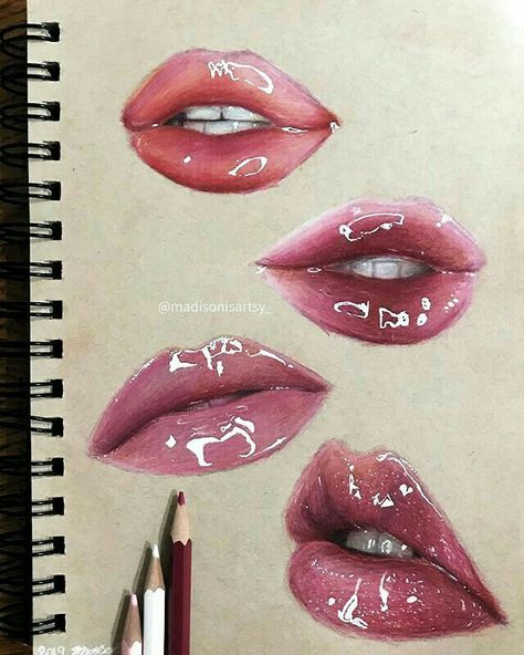 Draw Pencil, Gloss Eyeshadow, Color Pencil Sketch, Makeup Drawing, Eye Makeup Ideas, 얼굴 그리기, Best Eye Makeup, Lips Drawing, Art Drawings Sketches Pencil