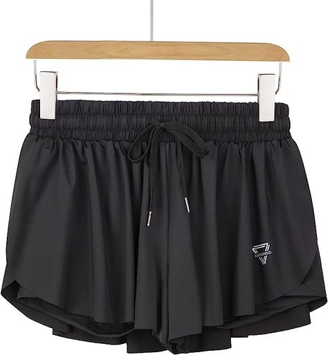 luogongzi 2 in 1 Flowy Running Shorts for Women Gym Yoga Athletic Womens Workout Biker Spandex Lounge Sweat Skirt Summer Flowy Running Shorts, Cute Athletic Shorts, Amazon Shorts, Running Shorts For Women, Flowy Mini Skirt, Flowy Wide Leg Pants, Black Skort, Lounge Outfit, Pretty Shorts