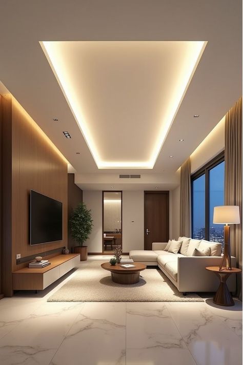 Hidden Ceiling Lights Living Room, Floating Ceiling Lighting, Hidden Lighting Ceiling, Led Ceiling Lights Living Room, Angled Bedroom, Floating Ceiling, Living Room Ceiling Lights, Room Ceiling Lights, Cozy Fall Home