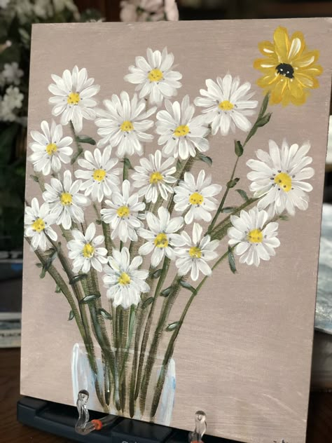 Aesthic Paintings Canvas, Cottage Core Painting Ideas Easy, Easy Paintings Flowers, Cottage Core Painting, Desain Buklet, Canvas Diy, Simple Canvas Paintings, Cute Canvas Paintings, Canvas Painting Designs