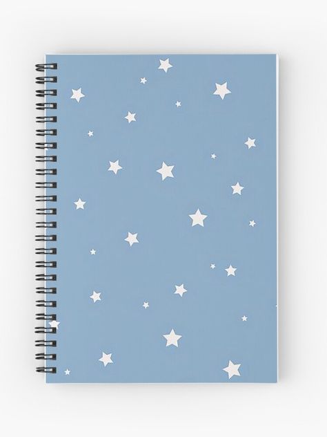 "blue and white vsco stars aesthetic" Spiral Notebook by karestolarczyk | Redbubble Blue Notebook Aesthetic, Agendas Aesthetic, Notebook Aesthetic Cover, Notebook Covers Aesthetic, Spiral Notebook Aesthetic, Notebook Painting, Pastel Notebook, Book Cover Page Design, Stars Aesthetic