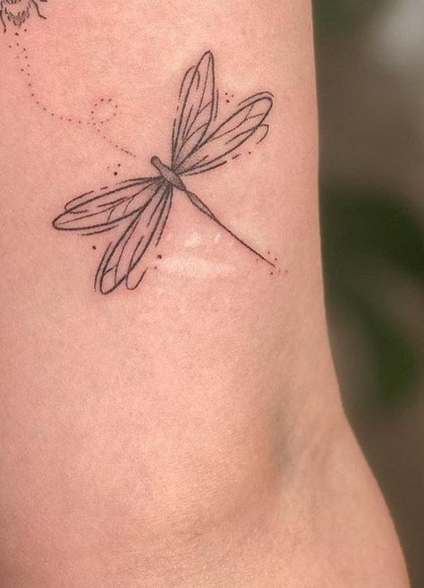 Detailed Dragonfly Tattoo, Line Dragonfly Tattoo, Wild Rose Tattoo, Dragonfly Tattoos, Tattoo Mom, Tasteful Tattoos, Dragonfly Tattoo, Tat Ideas, Mom Tattoos