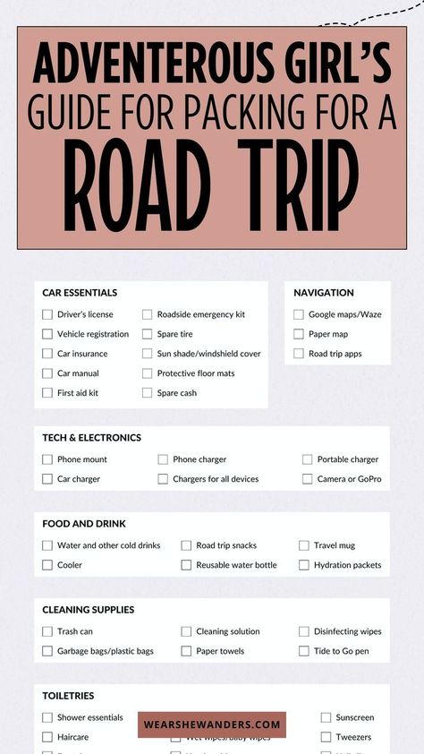 Embark on your next adventure fully prepared with our comprehensive road trip essentials list. This guide is packed with all the necessities you need to tackle the long haul, from safety tools and first aid kits to entertainment options for those miles that seem never-ending. Whether you're a solo explorer or traveling with a crew, this packing list ensures you won't leave anything important behind. Turn your road trip into the ultimate journey with our expert tips. Packing List Road Trip, Road Trip Essentials List, Road Trip Entertainment, Road Trip Necessities, Trip Essentials Packing Lists, Road Trip Apps, Road Trip Checklist, Road Trip Kit, Trip Packing List